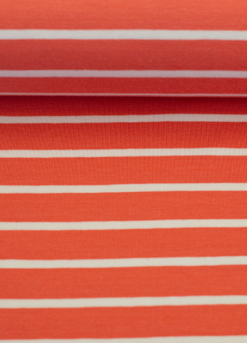 Jersey - Isa  - Streifen - orange - weiss